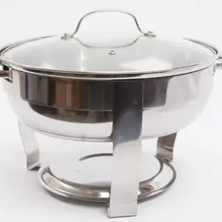Simple Glass Round Chafer with Metal Handle Rental