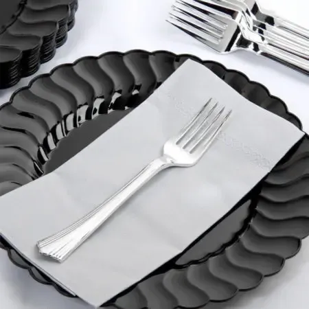 Silver Heavyweight Plastic Fork – Each Rental