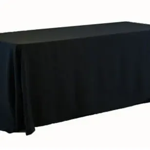 6 Foot Polyester Black Linen Rental